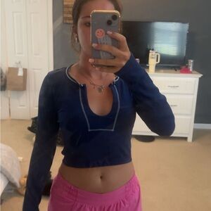 Altar'd State Black Fitted Long Sleeve Crop Blouse